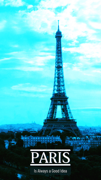 Eiffel Tower in Blue
